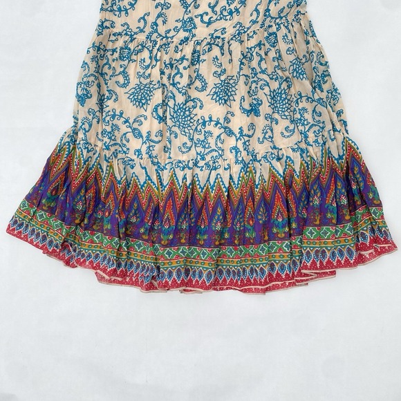 Free People Skirt Small Cream Multicolor Sunrise Voile Maxi Boho Tiered Festival - Picture 3 of 9
